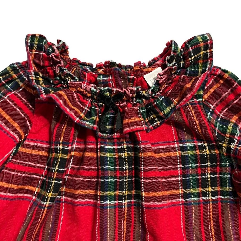 NEXT 6-7Y Red Plaid Ruffle Collar Dress - Picture 2 of 7